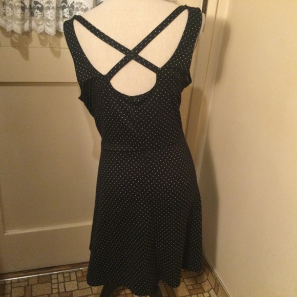 H & M Black Dress with White Polka dots and Crisscross back strap - Picture 2 of 12